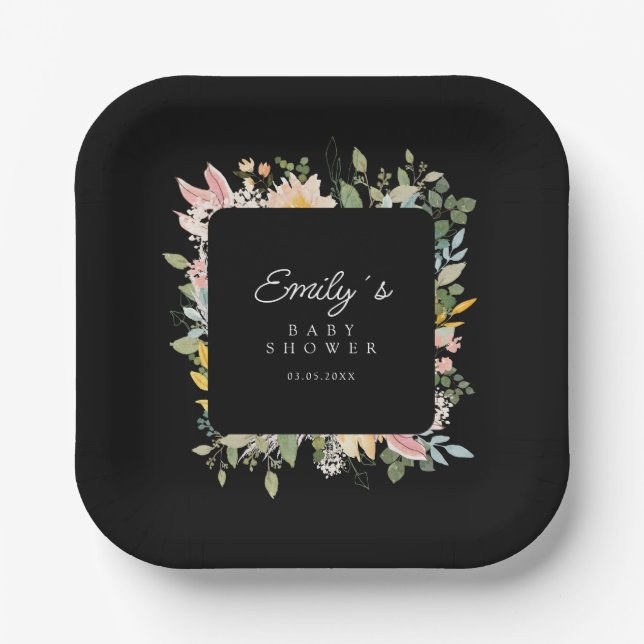 Wildflower Garden Charm | Baby Shower  Paper Plate (Front)