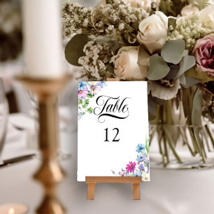 Wildflower Garden Elegant Floral Wedding Table Number