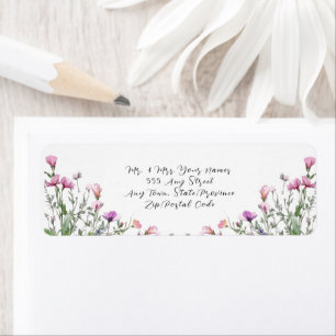 Wildflower Garden Elegant Purple Wedding Return Address Label