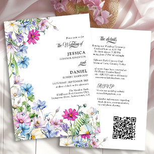Wildflower Garden Floral All in One Wedding Invitation