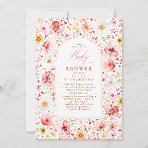 Wildflower Garden Floral Boho Girl Baby Shower Invitation