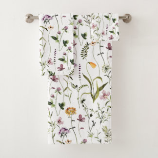 Wildflower Garden Floral Pattern Bath Towel Set