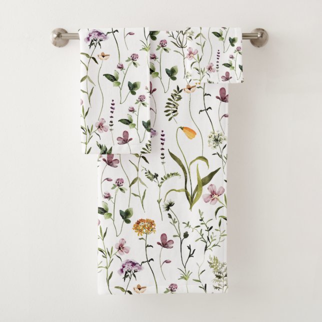 Wildflower Garden Floral Pattern  Bath Towel Set (Insitu)