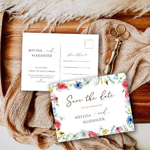 Wildflower Garden Floral Save The Date Invitation Postcard