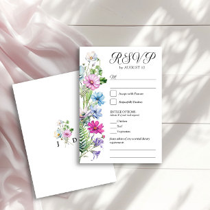 Wildflower Garden Floral Wedding and Entree Option RSVP Card
