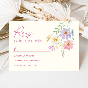 Wildflower Garden Floral Wedding RSVP Card