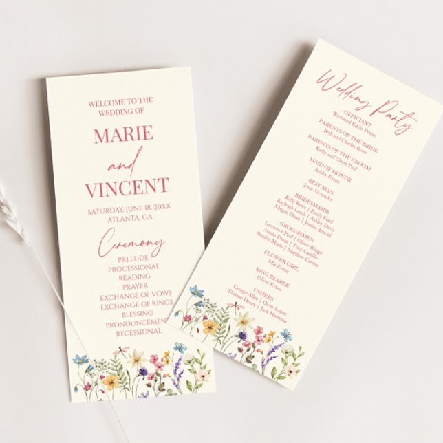 Wildflower Garden Floral Wild Flowers Wedding Program (Creator Uploaded)