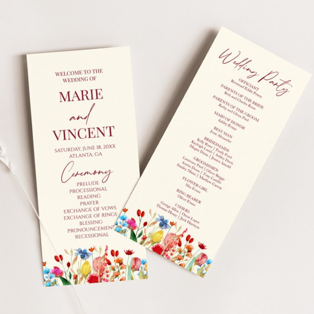 Wildflower Garden Floral Wild Flowers Wedding Program (Creator Uploaded)