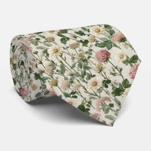 Wildflower Garden Flowers Blush & Cream Wedding Tie