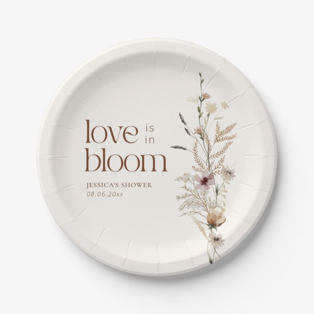 Wildflower Garden Love is In Bloom Paper Plate (Front)