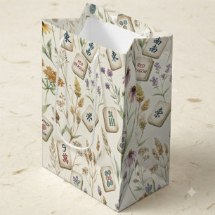 Wildflower Garden Meadow Mahjong Tile Pattern Medium Gift Bag