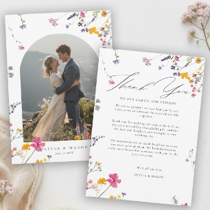 Wildflower Garden Modern Watercolor Arch Wedding Thank You Card