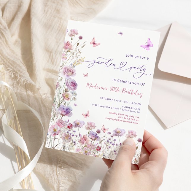 Wildflower Garden Party Any Age Birthday Invitation (Creator Uploaded)