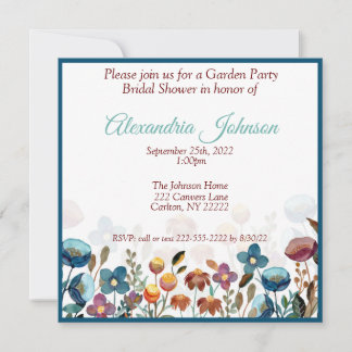 Wildflower Garden Party Bridal Shower Invitation