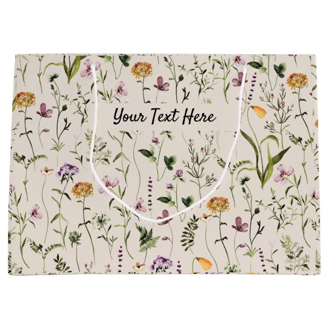 Wildflower Garden Pattern Custom Gift Bag (Front)
