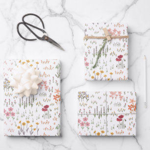 Wildflower Garden Pattern Wrapping Paper Sheet