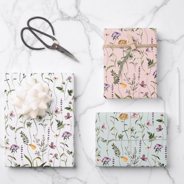 Wildflower Garden Pattern  Wrapping Paper Sheet (Front)
