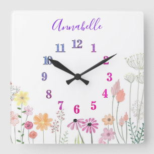 Wildflower Garden   Personalised  Square Wall Clock