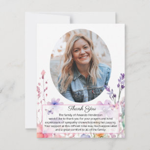 Wildflower Garden Photo Funeral Thank You Card