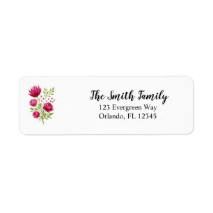 Wildflower Garden Pink Flower Painting Label Return Address Label