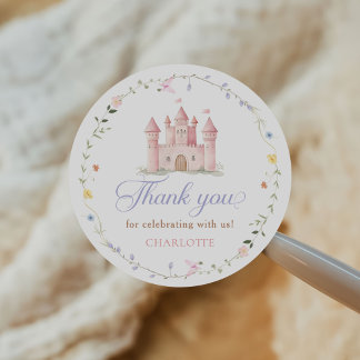 Wildflower Garden Princess Castle 1st Birthday  Classic Round Sticker