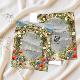 Wildflower Garden Rustic Arbor QR Code Wedding RSVP Card