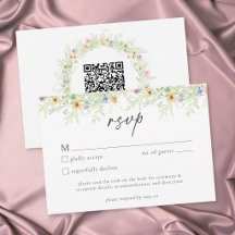 Wildflower Garden Rustic Floral Wedding QR Code