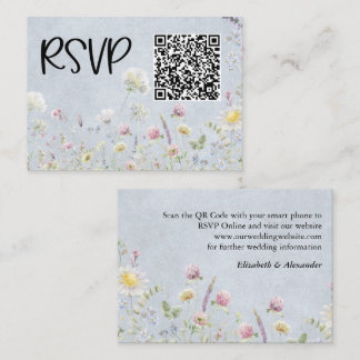 Wildflower Garden Stonewash Blue Wedding RSVP Enclosure Card