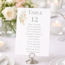 Wildflower Garden Table Number Seating Chart Cards