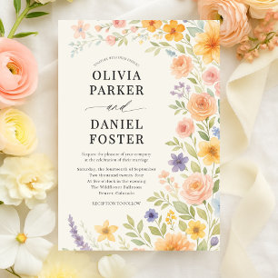 Wildflower Garden Watercolor Floral Wedding Invitation