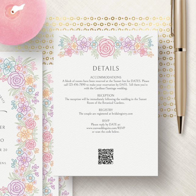 Wildflower Garden Wedding Details Enclosure Card (Creator Uploaded)