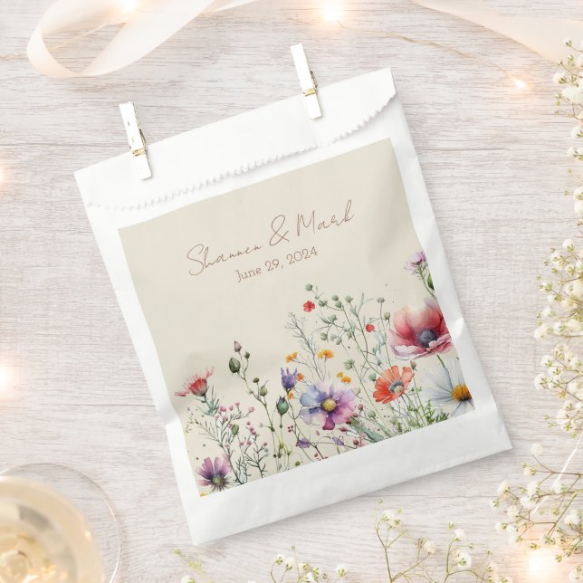 Wildflower Garden Wedding Favour Bag (Clipped)