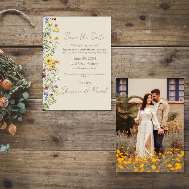 Wildflower Garden Wedding Photo Save the Date (Creator Uploaded)