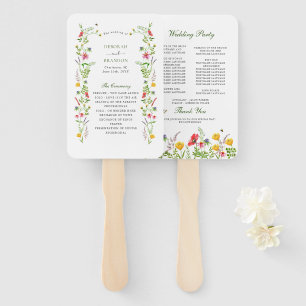 Wildflower garden wedding program hand fan