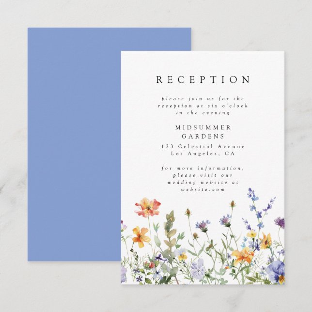 Wildflower Garden Wedding Reception Enclosure Card (Front/Back)