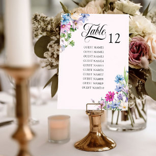 Wildflower Garden Wedding Table Seating Chart Card