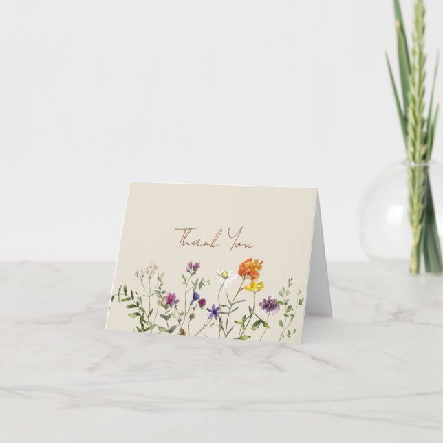 Wildflower Garden Wedding Thank You Card (Front)