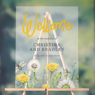 Wildflower Garden Wedding Welcome Frosted Acrylic Sign