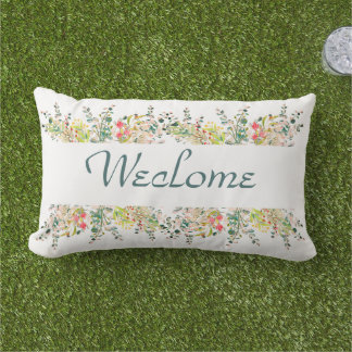 Wildflower Garden Welcome Outdoor Patio Porch  Lumbar Cushion