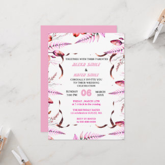 Wildflower Gatefold Wedding Invitation, Pretty Wed Invitation