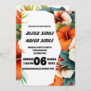 Wildflower Gatefold Wedding Invitation, Pretty Wed Invitation