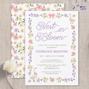Wildflower Geese Nest in Bloom Baby Shower Invitation