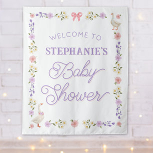 Wildflower Geese Watercolor Baby Shower Tapestry