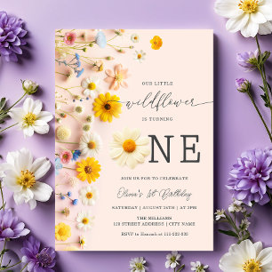 Wildflower Girl 1st Birthday Invitation