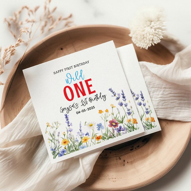 Wildflower Girl 1st Birthday Party Napkin (Creator Uploaded)