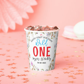 Wildflower Girl 1st Birthday Party Paper Cups