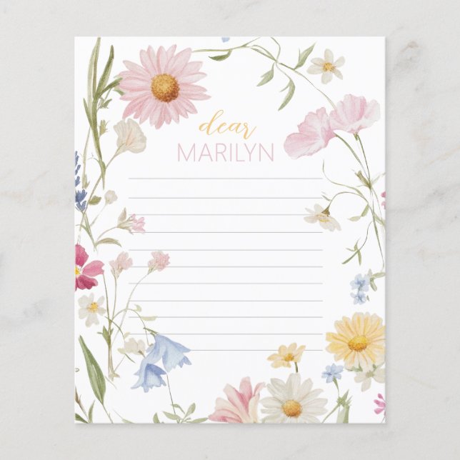 Wildflower Girl 1st Birthday Time Capsule Card (Front)