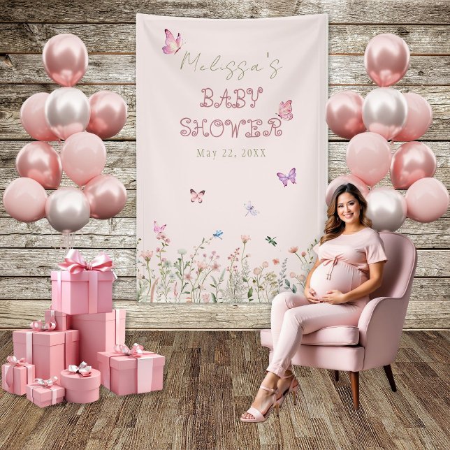 Wildflower Girl Baby Shower Floral Photo Backdrop Banner (Creator Uploaded)