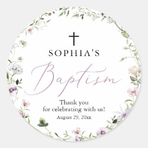 Wildflower Girl Baptism Favour Tag Stickers