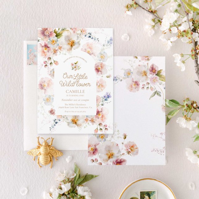 Wildflower Girl First Birthday Invitation (Creator Uploaded)